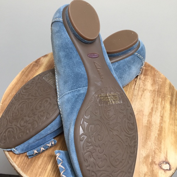 New Clarks Artisan blue leather shoes dress flats bow - Picture 4 of 5